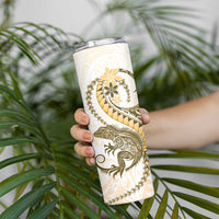 Gold Maori Tuatara Skinny Tumbler Luxury Pastel Pattern