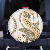 Gold Maori Tuatara Spare Tire Cover Luxury Pastel Pattern