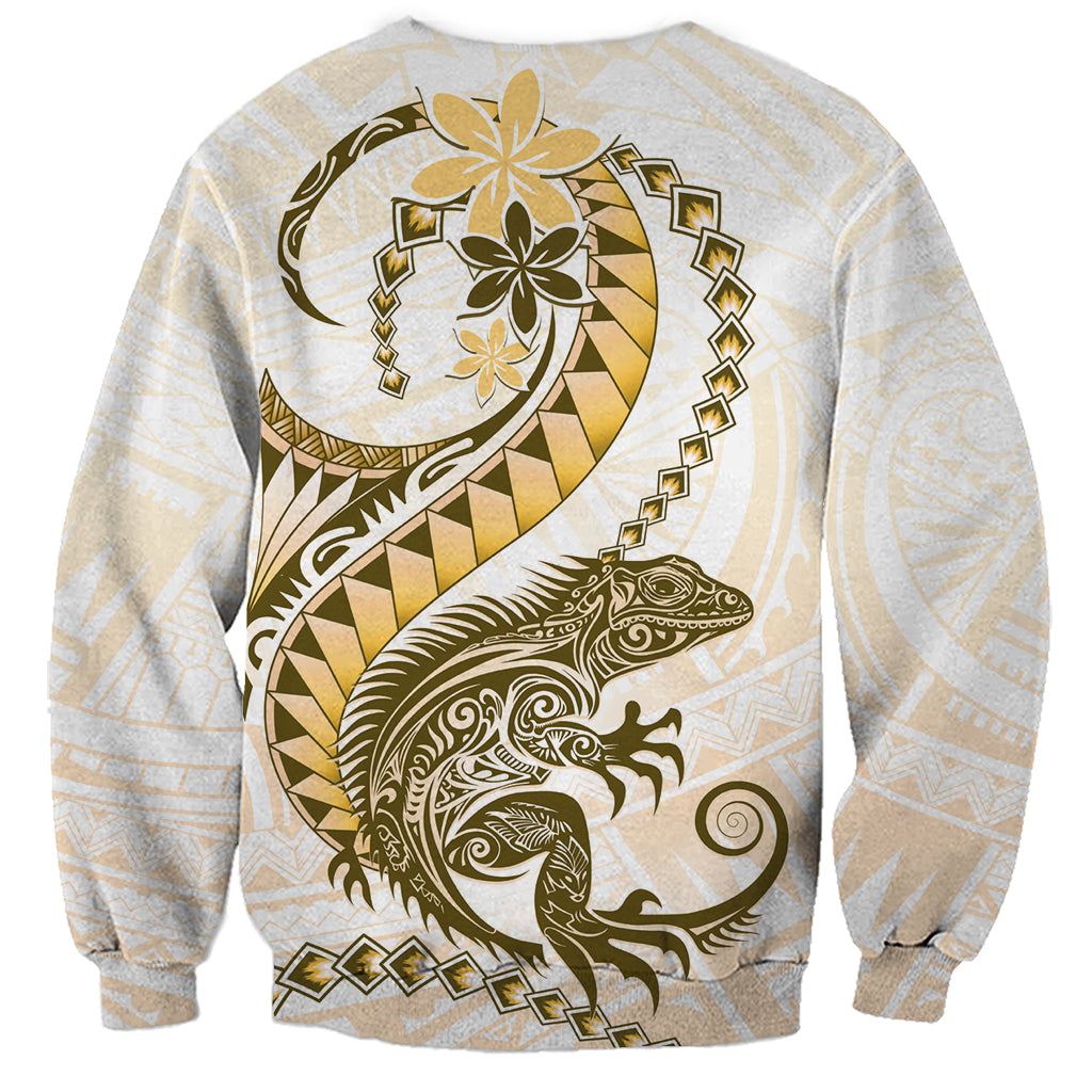 Gold Maori Tuatara Sweatshirt Luxury Pastel Pattern LT01 - Polynesian Pride