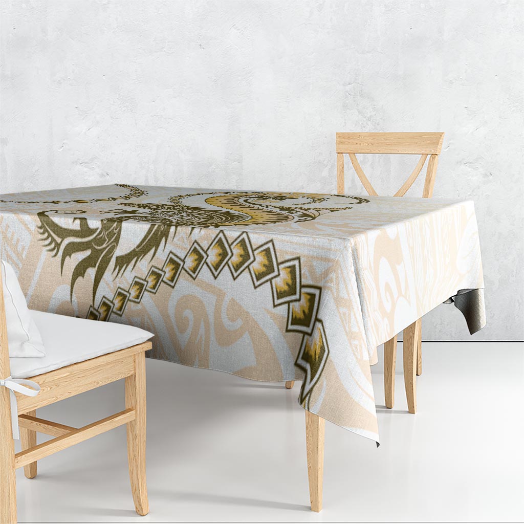 Gold Maori Tuatara Tablecloth Luxury Pastel Pattern