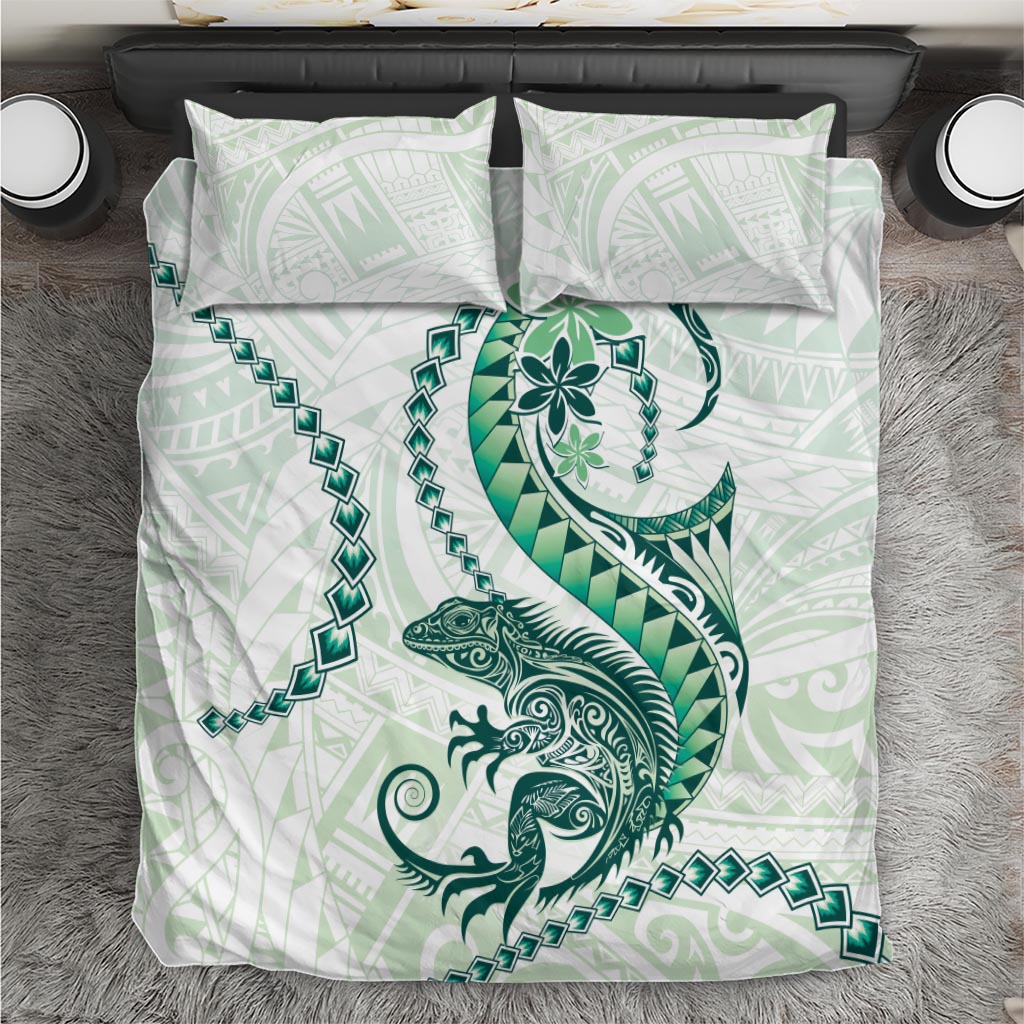 Green Maori Tuatara Bedding Set Luxury Pastel Pattern LT01 Green - Polynesian Pride