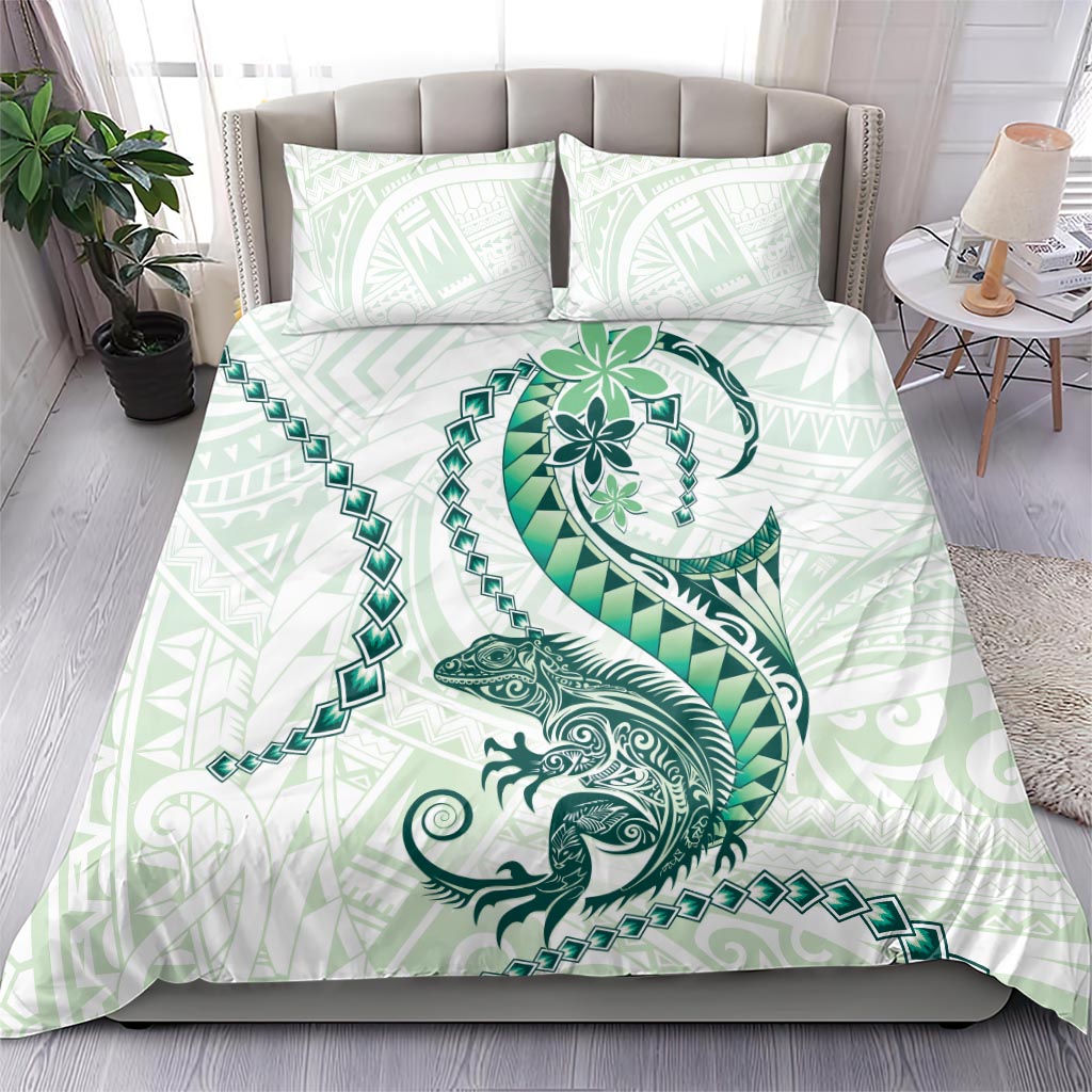 Green Maori Tuatara Bedding Set Luxury Pastel Pattern LT01 - Polynesian Pride