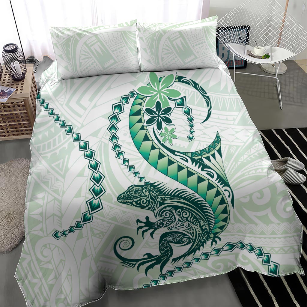 Green Maori Tuatara Bedding Set Luxury Pastel Pattern LT01 - Polynesian Pride