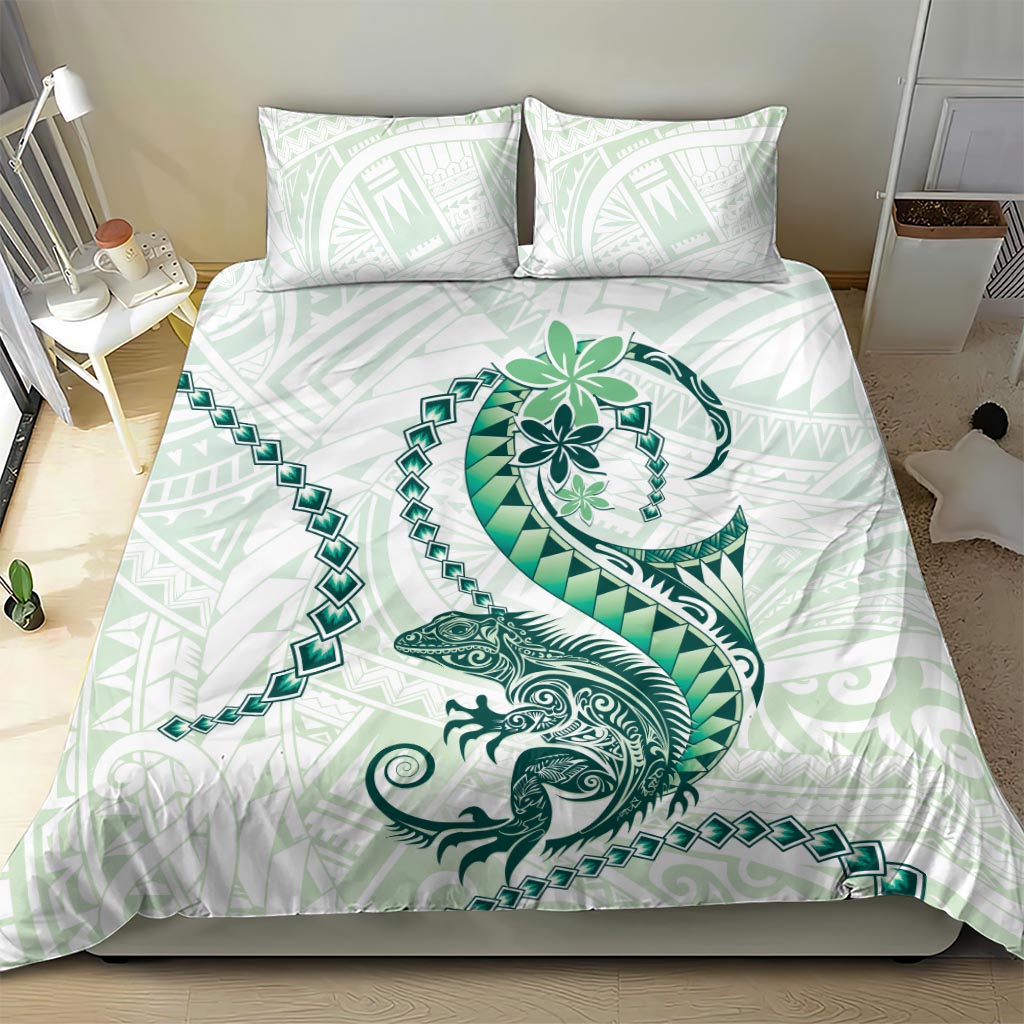Green Maori Tuatara Bedding Set Luxury Pastel Pattern LT01 - Polynesian Pride
