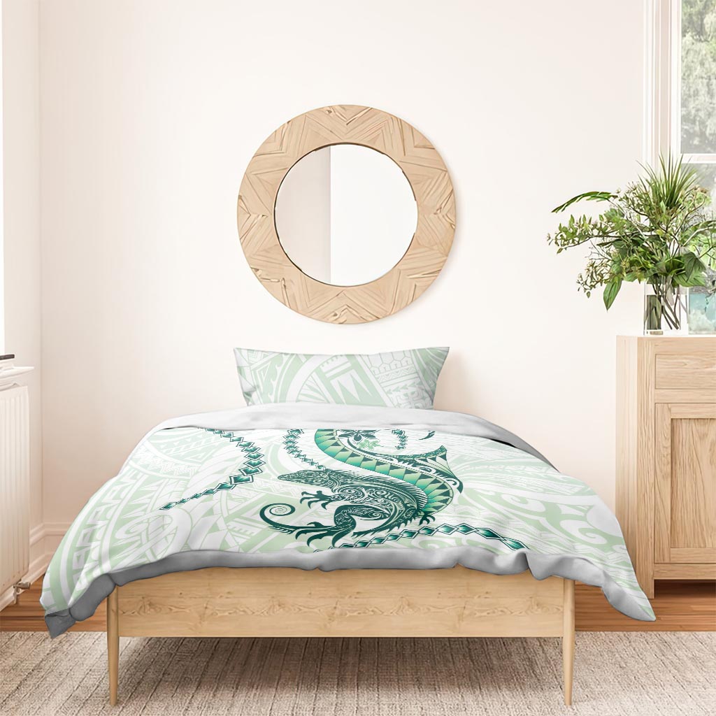 Green Maori Tuatara Bedding Set Luxury Pastel Pattern LT01 - Polynesian Pride