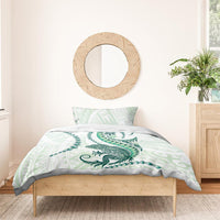 Green Maori Tuatara Bedding Set Luxury Pastel Pattern LT01 - Polynesian Pride