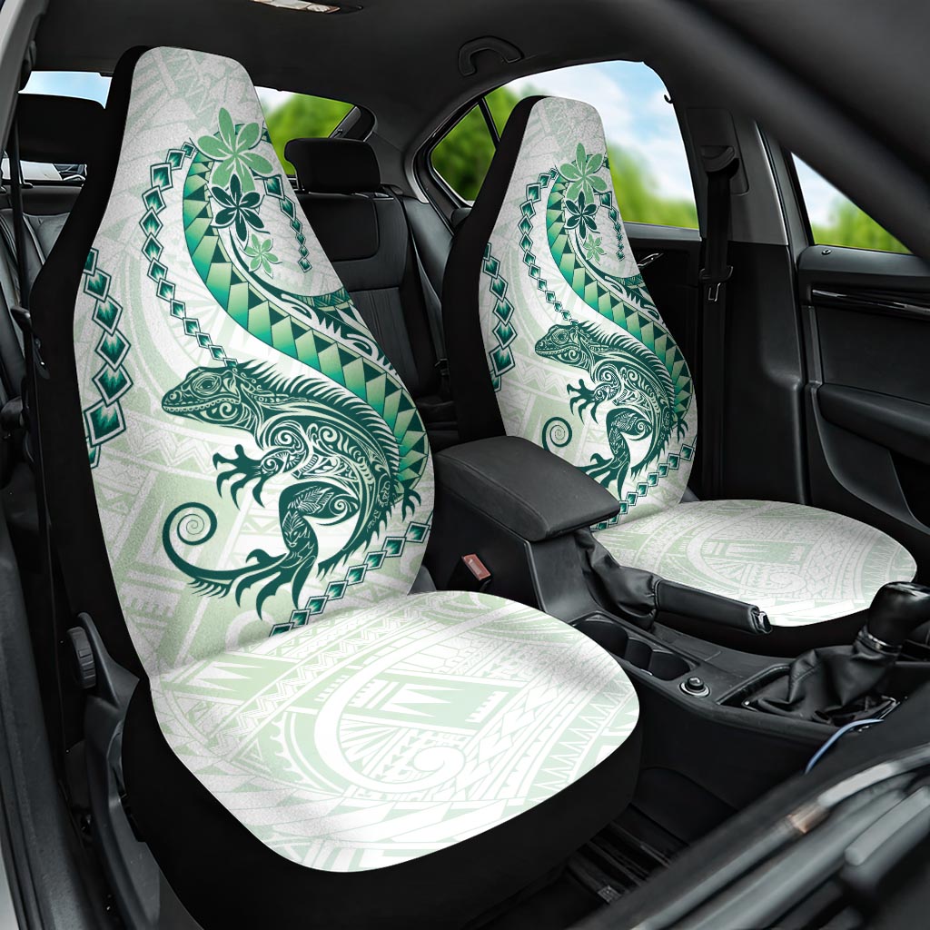 Green Maori Tuatara Car Seat Cover Luxury Pastel Pattern