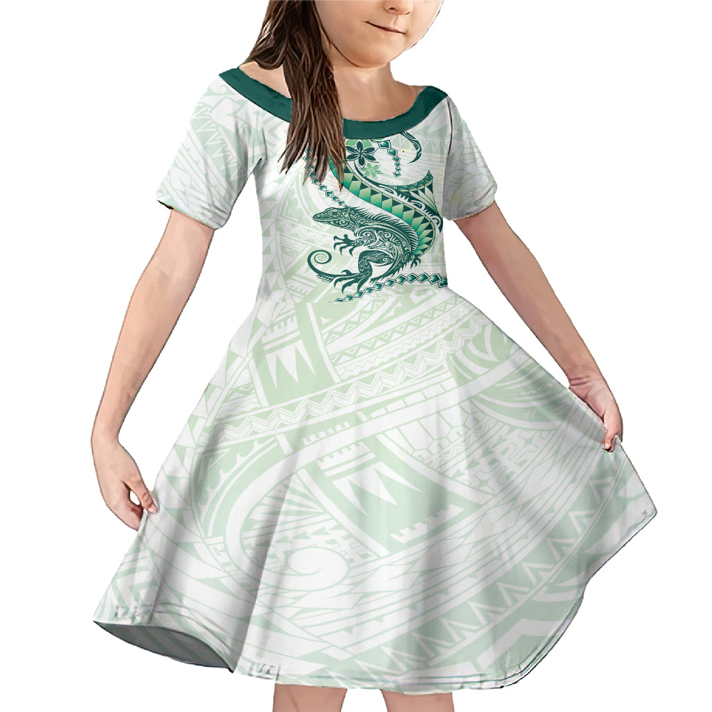 Green Maori Tuatara Family Matching Mermaid Dress and Hawaiian Shirt Luxury Pastel Pattern