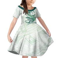 Green Maori Tuatara Family Matching Mermaid Dress and Hawaiian Shirt Luxury Pastel Pattern
