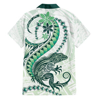 Green Maori Tuatara Family Matching Tank Maxi Dress and Hawaiian Shirt Luxury Pastel Pattern