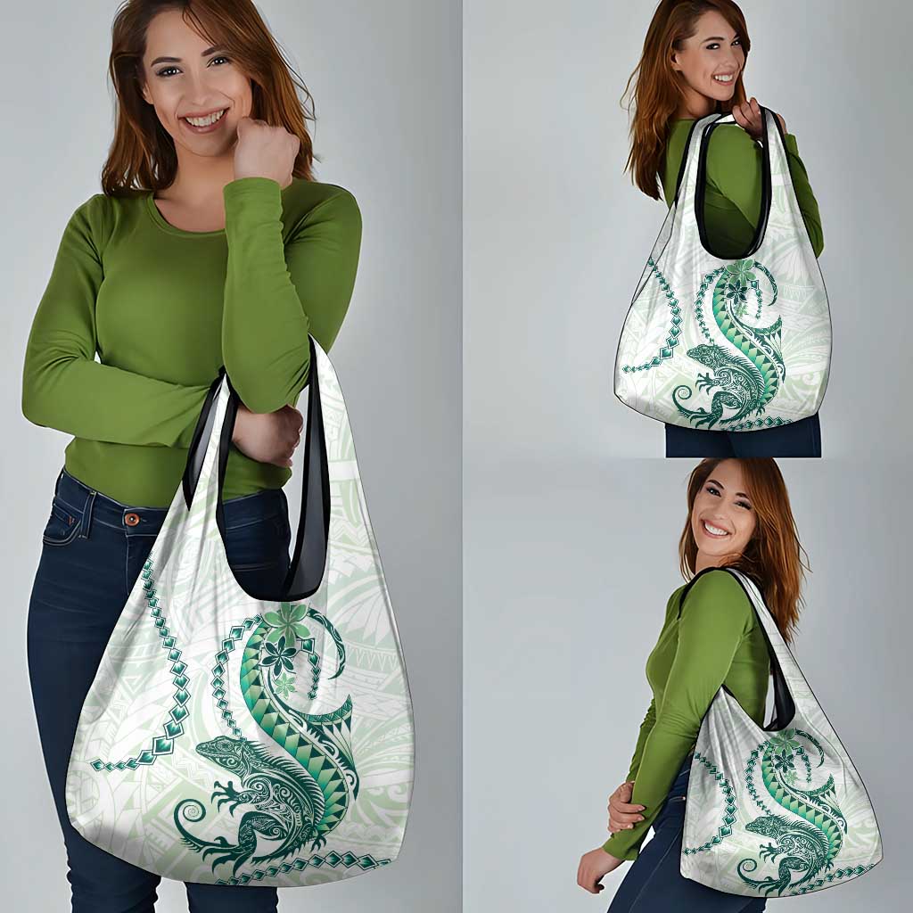 Green Maori Tuatara Grocery Bag Luxury Pastel Pattern