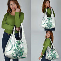 Green Maori Tuatara Grocery Bag Luxury Pastel Pattern