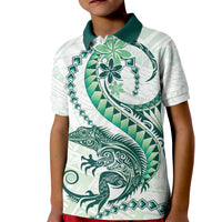 Green Maori Tuatara Kid Polo Shirt Luxury Pastel Pattern