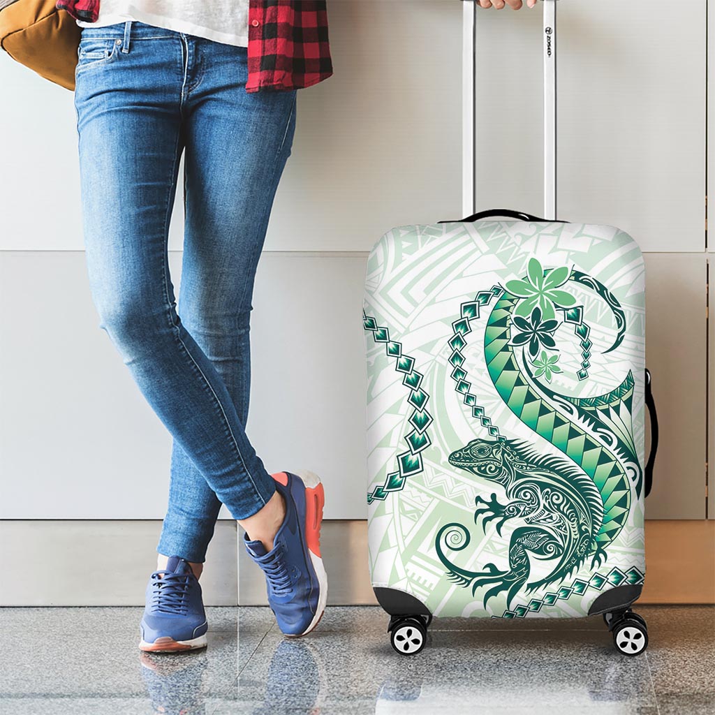 Green Maori Tuatara Luggage Cover Luxury Pastel Pattern LT01 - Polynesian Pride