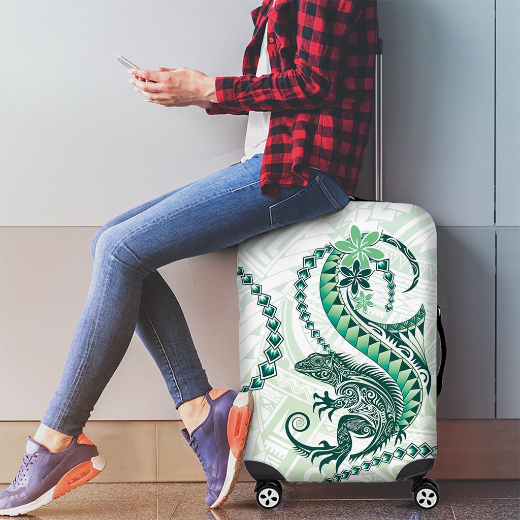 Green Maori Tuatara Luggage Cover Luxury Pastel Pattern LT01 - Polynesian Pride