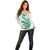 Green Maori Tuatara Off Shoulder Sweater Luxury Pastel Pattern