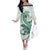 Green Maori Tuatara Off The Shoulder Long Sleeve Dress Luxury Pastel Pattern