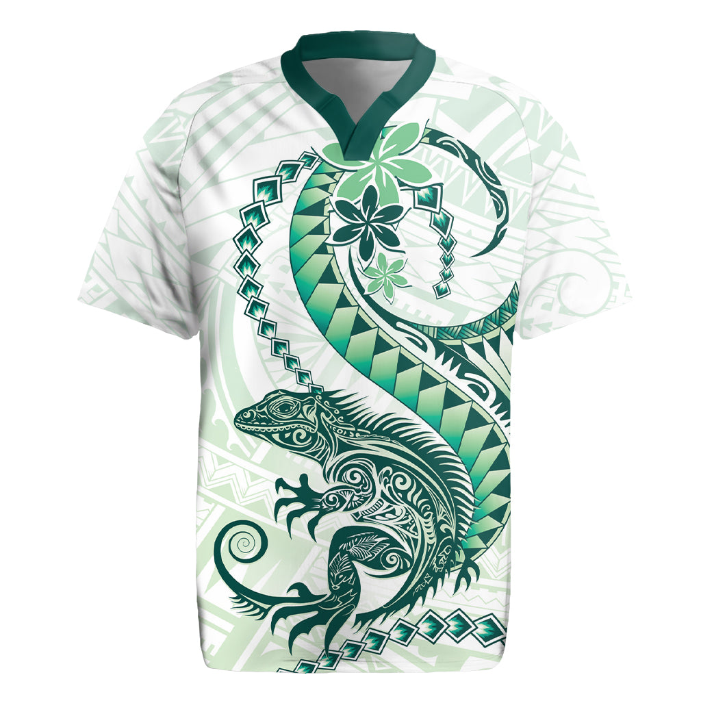 Green Maori Tuatara Rugby Jersey Luxury Pastel Pattern