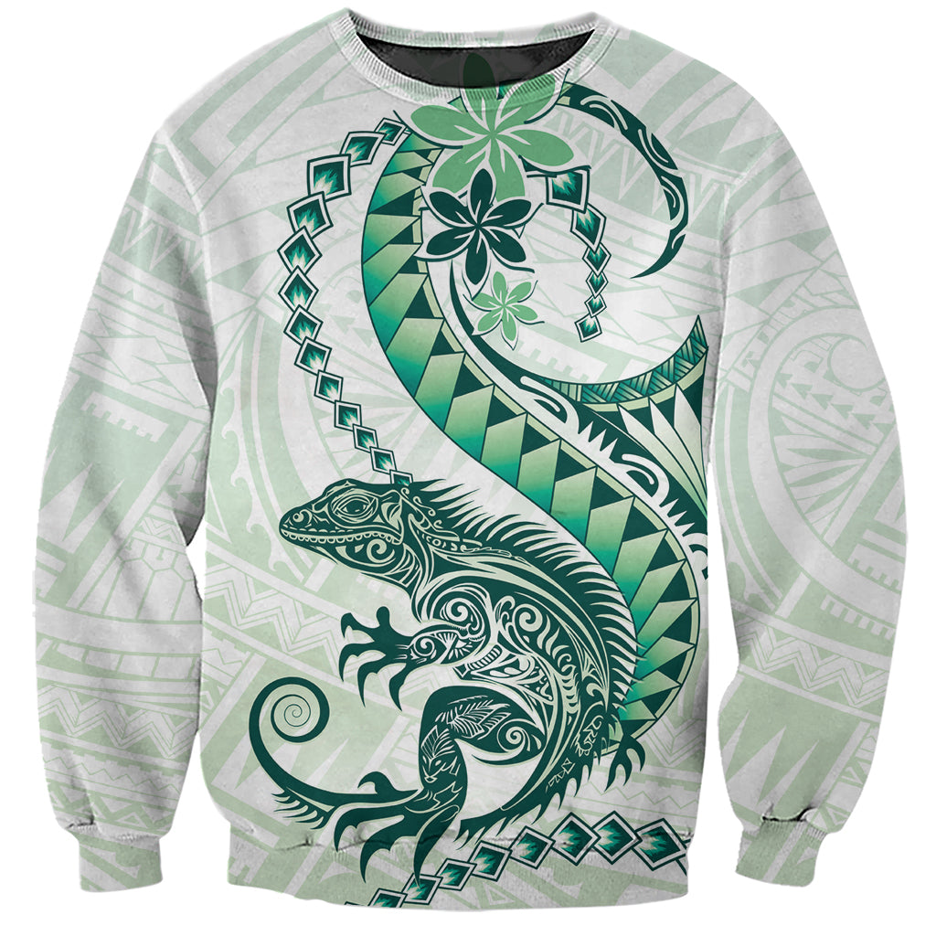 Green Maori Tuatara Sweatshirt Luxury Pastel Pattern