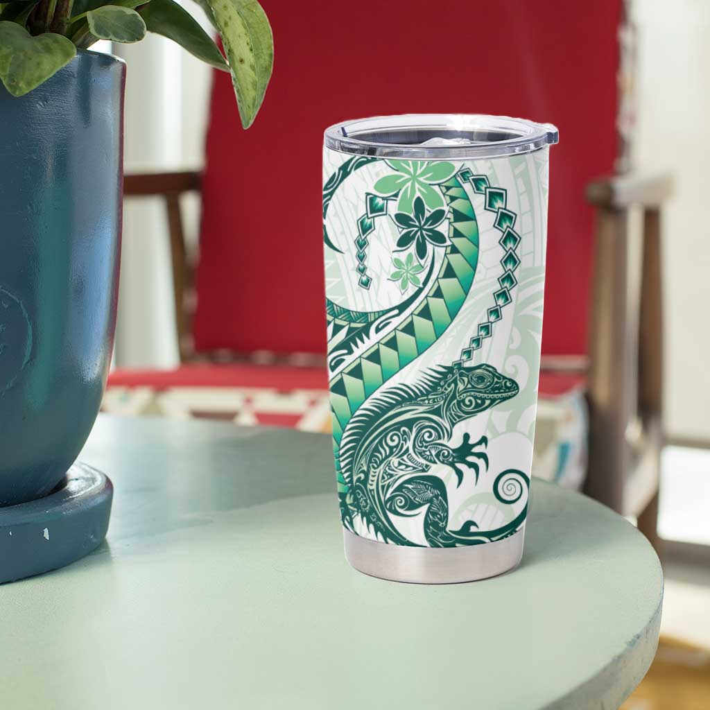 Green Maori Tuatara Tumbler Cup Luxury Pastel Pattern
