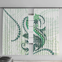Green Maori Tuatara Window Curtain Luxury Pastel Pattern