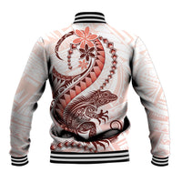 Red Maori Tuatara Baseball Jacket Luxury Pastel Pattern