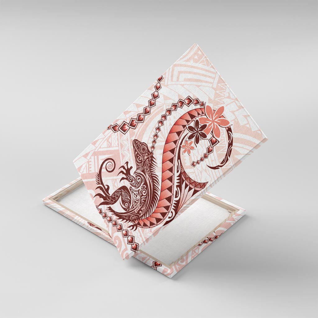 Red Maori Tuatara Canvas Wall Art Luxury Pastel Pattern