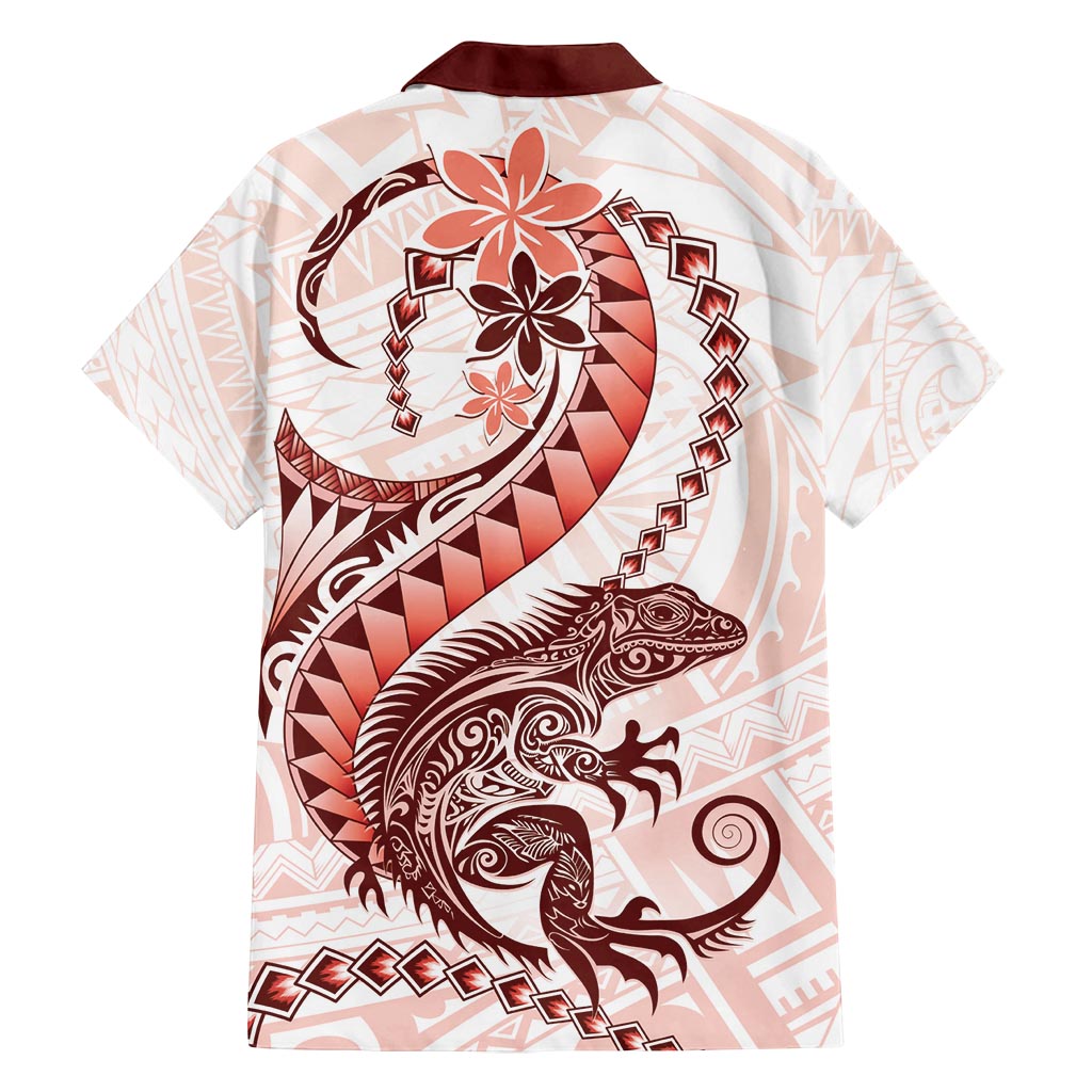 Red Maori Tuatara Family Matching Off Shoulder Short Dress and Hawaiian Shirt Luxury Pastel Pattern LT01 - Polynesian Pride