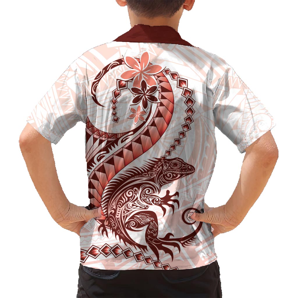 Red Maori Tuatara Family Matching Summer Maxi Dress and Hawaiian Shirt Luxury Pastel Pattern LT01 - Polynesian Pride