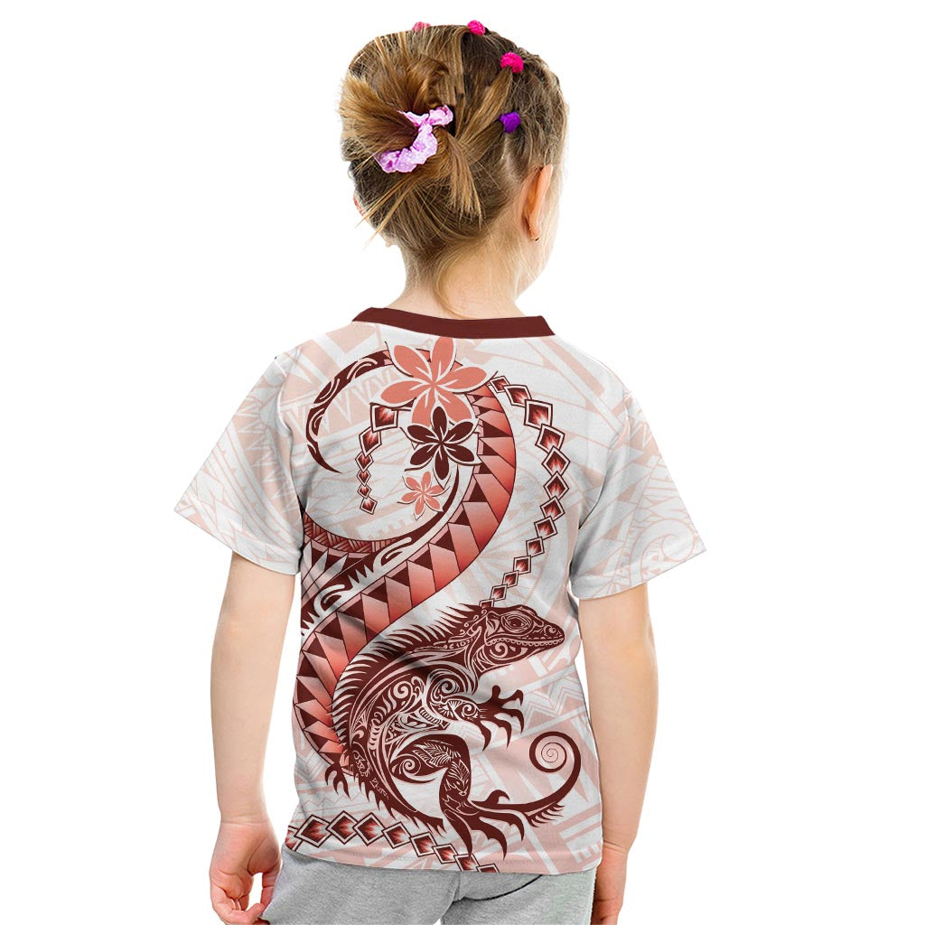 Red Maori Tuatara Kid T Shirt Luxury Pastel Pattern