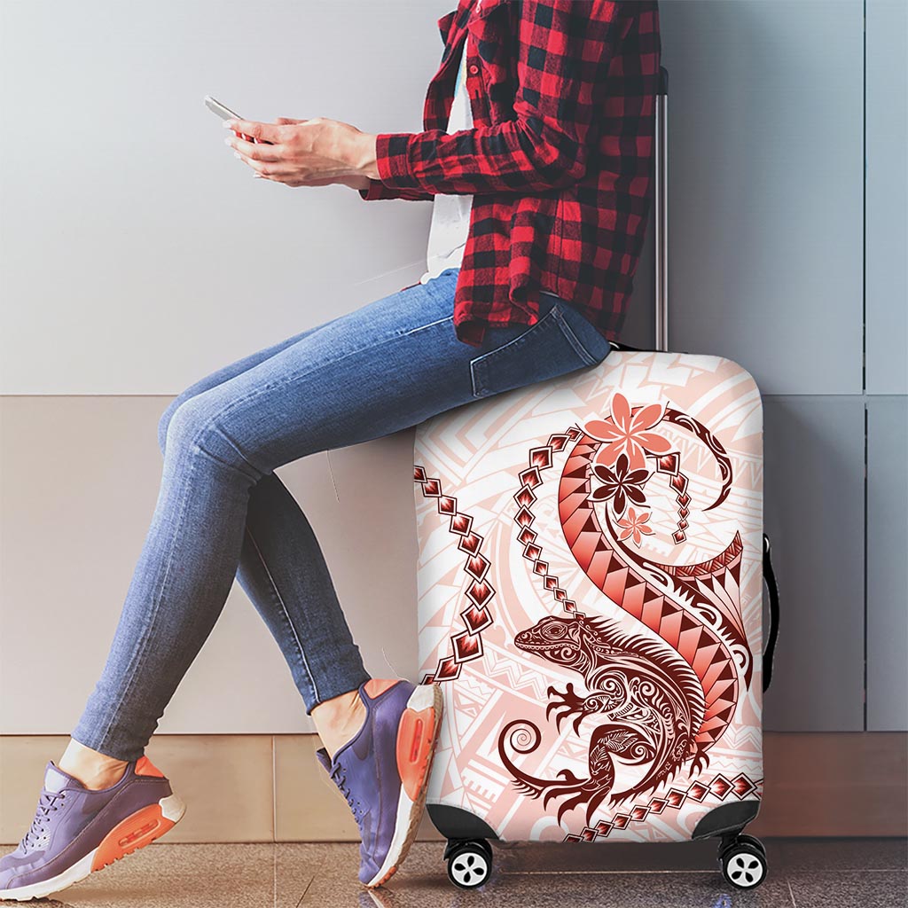 Red Maori Tuatara Luggage Cover Luxury Pastel Pattern LT01 - Polynesian Pride