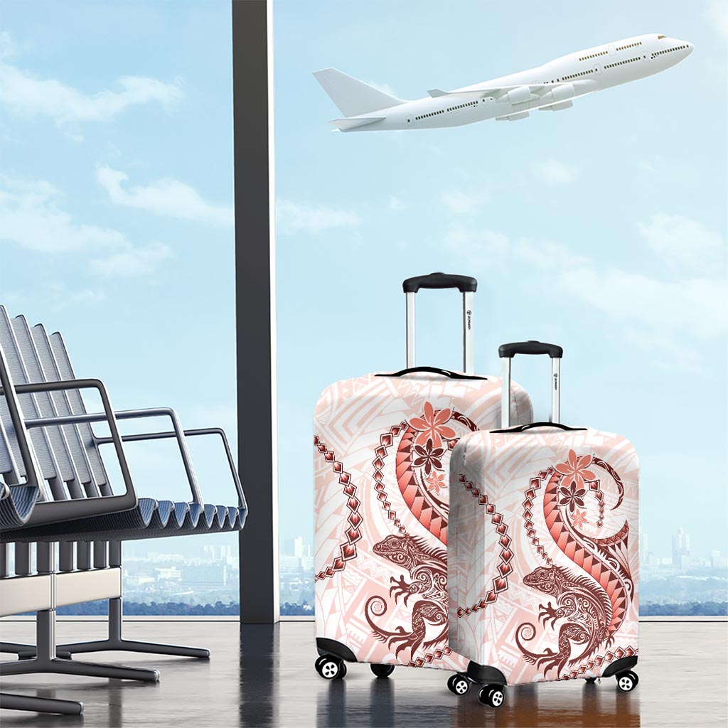 Red Maori Tuatara Luggage Cover Luxury Pastel Pattern LT01 - Polynesian Pride