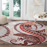 Red Maori Tuatara Round Carpet Luxury Pastel Pattern LT01 - Polynesian Pride