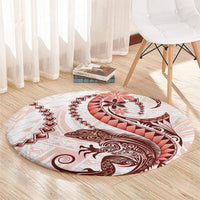 Red Maori Tuatara Round Carpet Luxury Pastel Pattern LT01 - Polynesian Pride