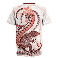Red Maori Tuatara Rugby Jersey Luxury Pastel Pattern