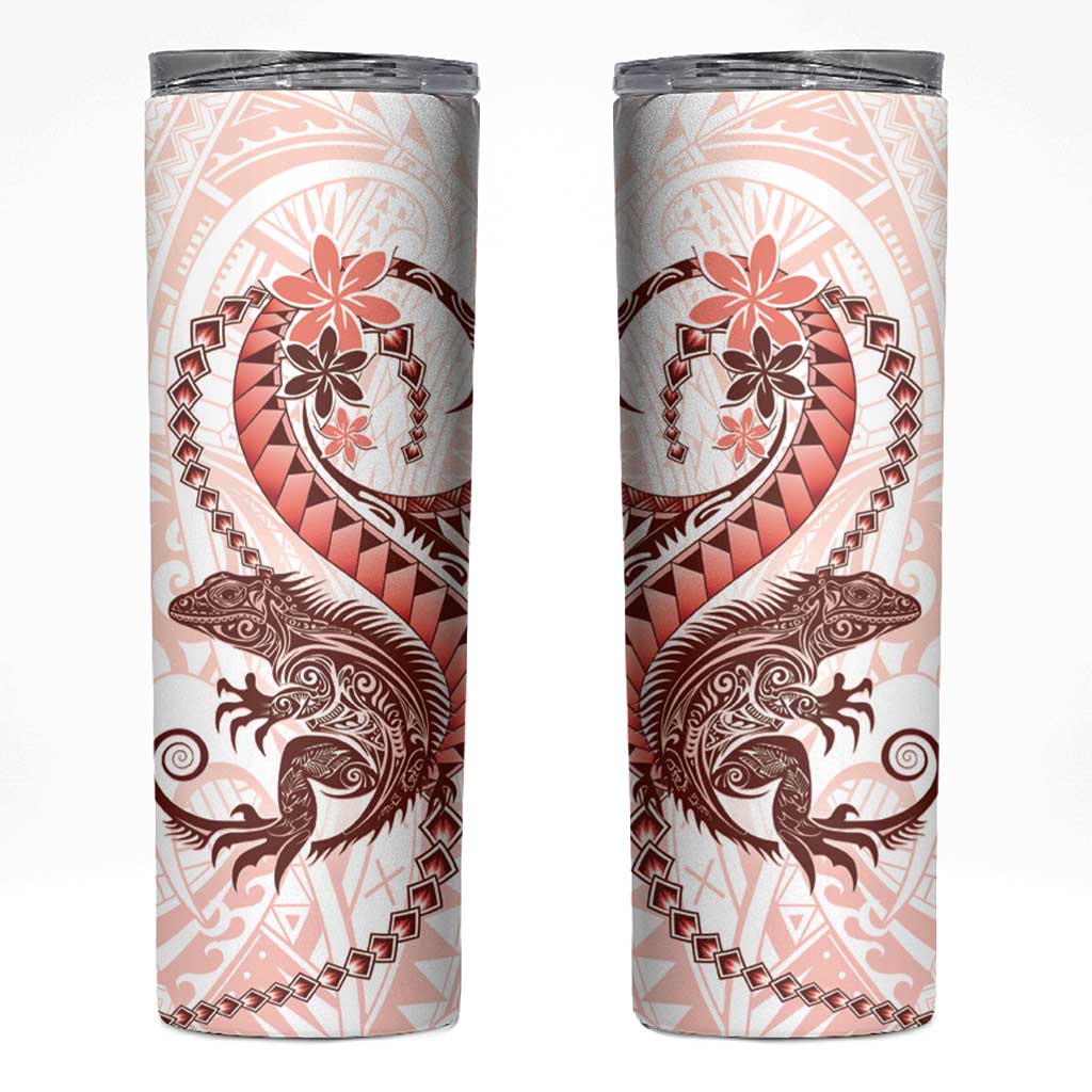 Red Maori Tuatara Skinny Tumbler Luxury Pastel Pattern