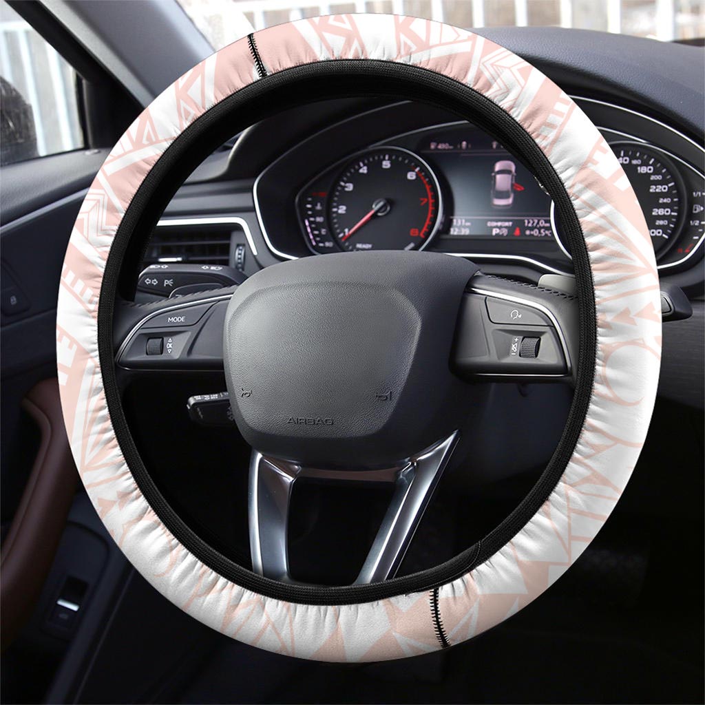 Red Maori Tuatara Steering Wheel Cover Luxury Pastel Pattern LT01 - Polynesian Pride