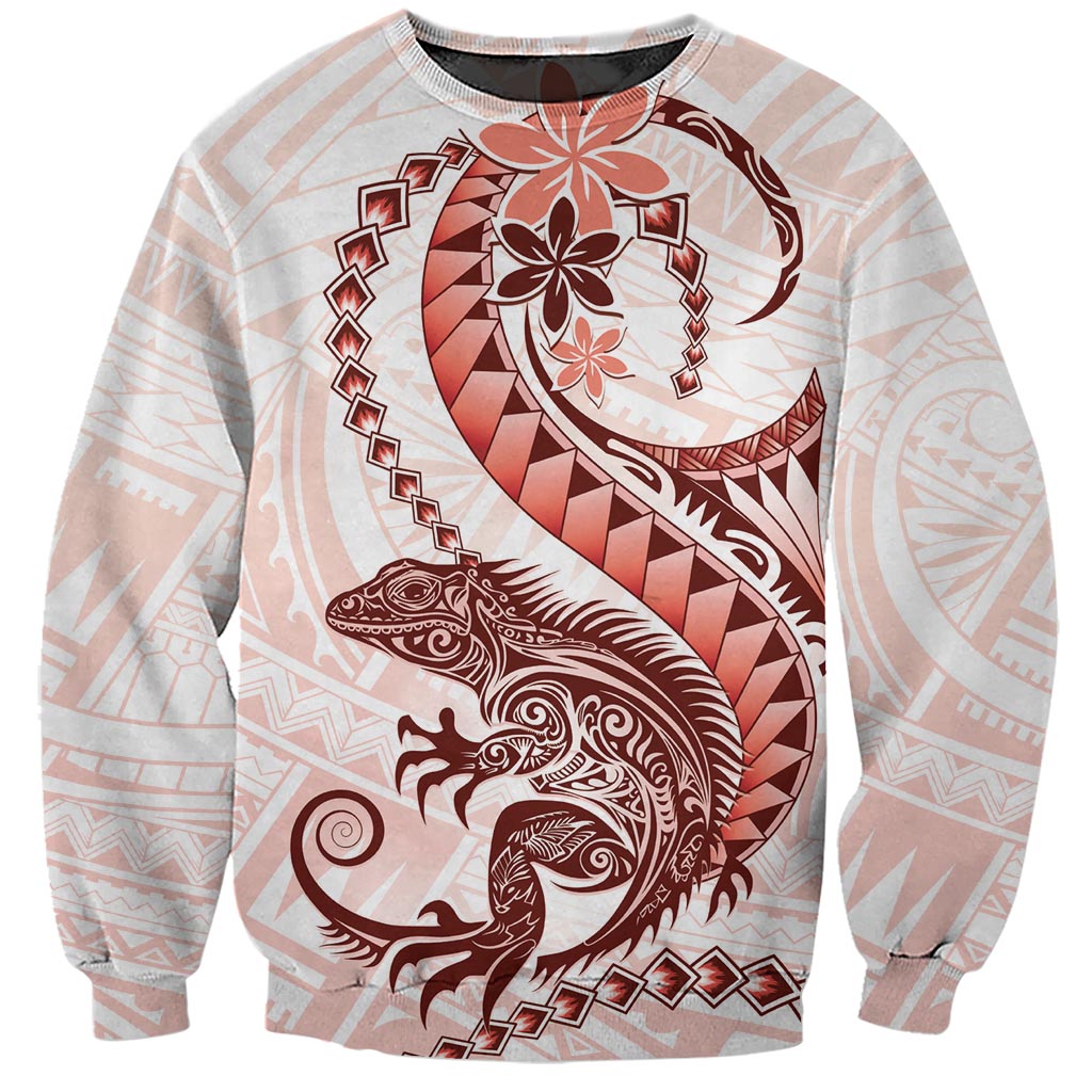 Red Maori Tuatara Sweatshirt Luxury Pastel Pattern