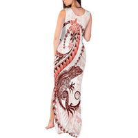 Red Maori Tuatara Tank Maxi Dress Luxury Pastel Pattern