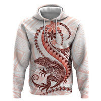 Red Maori Tuatara Zip Hoodie Luxury Pastel Pattern LT01 Pullover Hoodie Red - Polynesian Pride