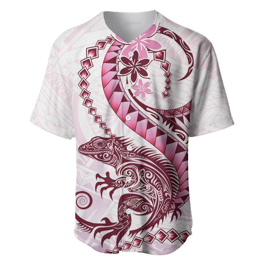 Pink Maori Tuatara Baseball Jersey Luxury Pastel Pattern