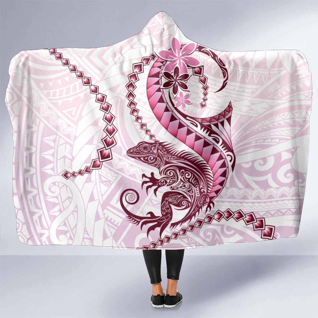 Pink Maori Tuatara Hooded Blanket Luxury Pastel Pattern LT01 - Polynesian Pride