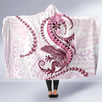 Pink Maori Tuatara Hooded Blanket Luxury Pastel Pattern LT01 - Polynesian Pride
