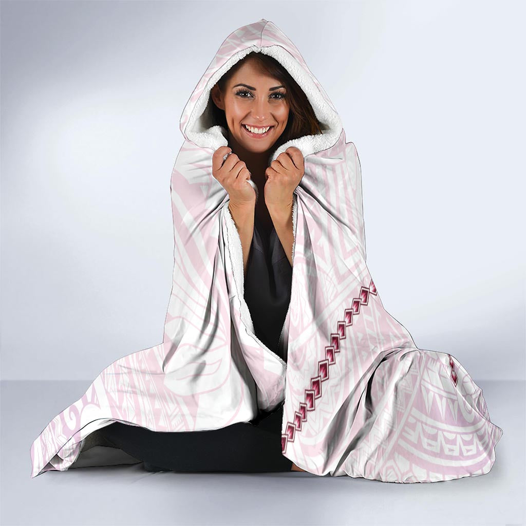 Pink Maori Tuatara Hooded Blanket Luxury Pastel Pattern LT01 - Polynesian Pride