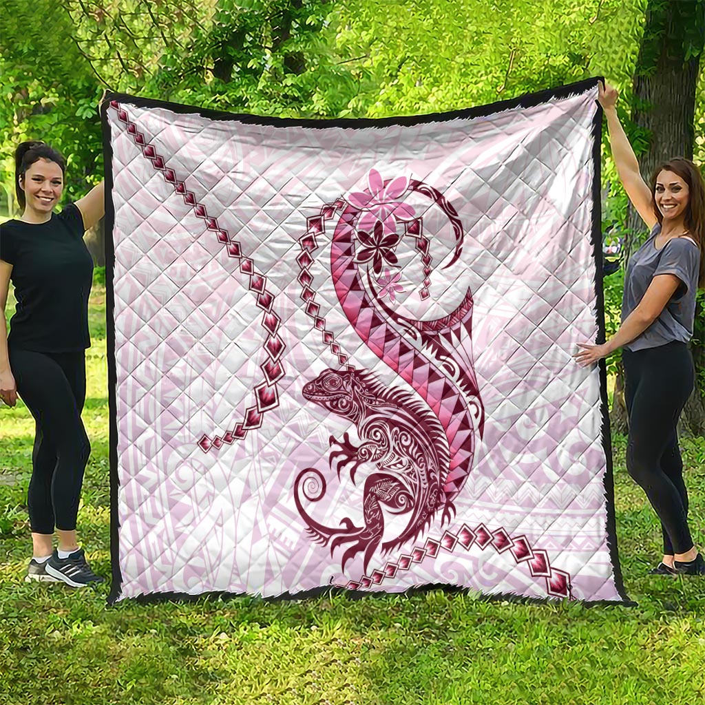 Pink Maori Tuatara Quilt Luxury Pastel Pattern