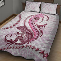 Pink Maori Tuatara Quilt Bed Set Luxury Pastel Pattern