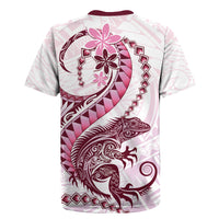 Pink Maori Tuatara Rugby Jersey Luxury Pastel Pattern