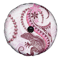 Pink Maori Tuatara Spare Tire Cover Luxury Pastel Pattern