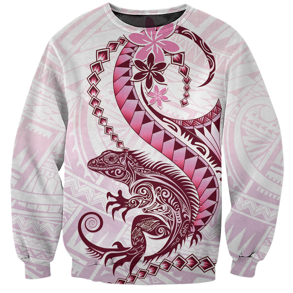 Pink Maori Tuatara Sweatshirt Luxury Pastel Pattern