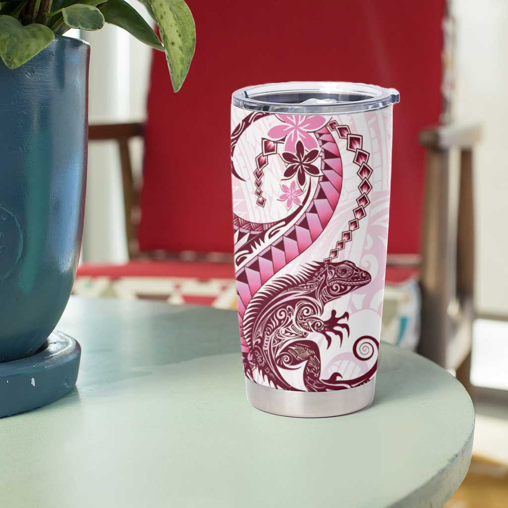 Pink Maori Tuatara Tumbler Cup Luxury Pastel Pattern